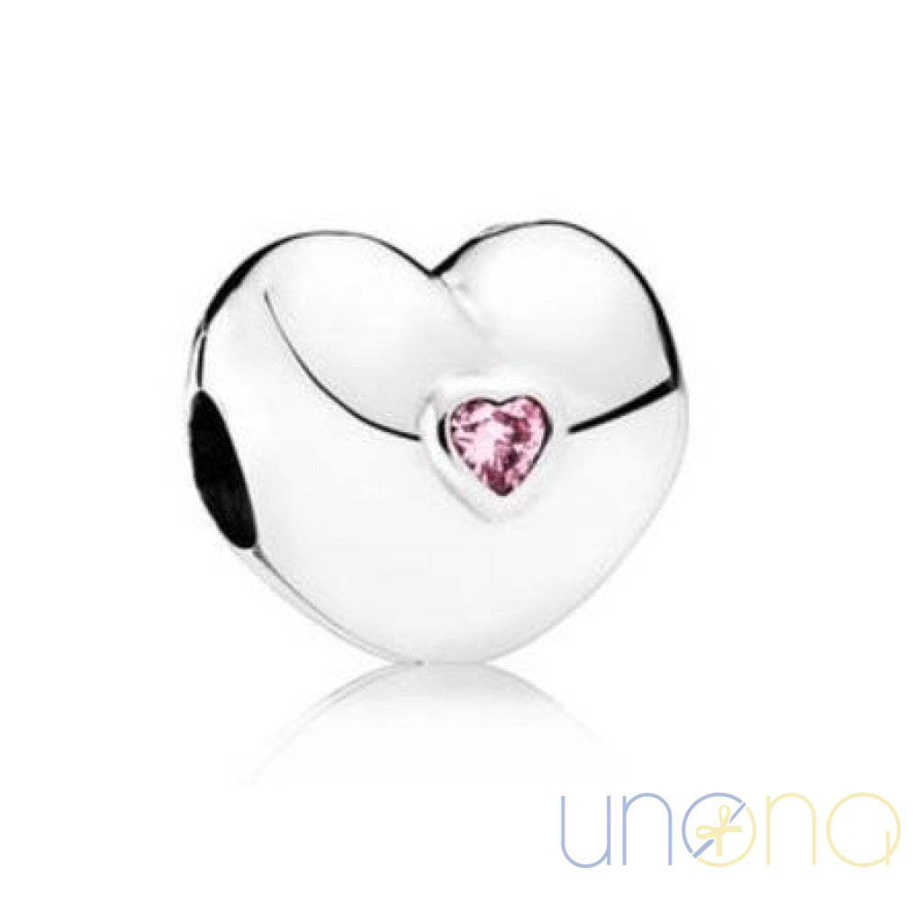 Pink Stone Heart Charm sterling silver jewelry Ukraine