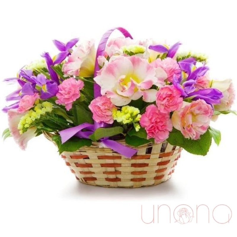 Pink Tenderness Flower Basket | Ukraine Gift Delivery.
