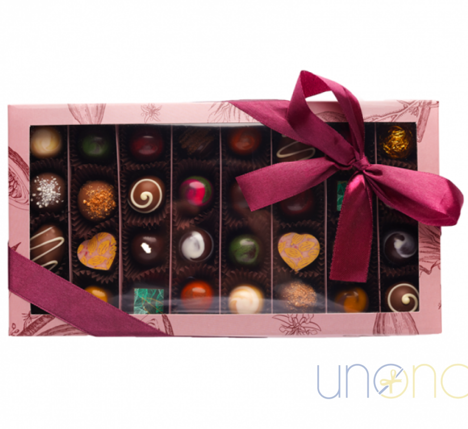 Premium Chocolates Collection gift box with 32 handcrafted Belgian chocolates for delivery in Ukraine