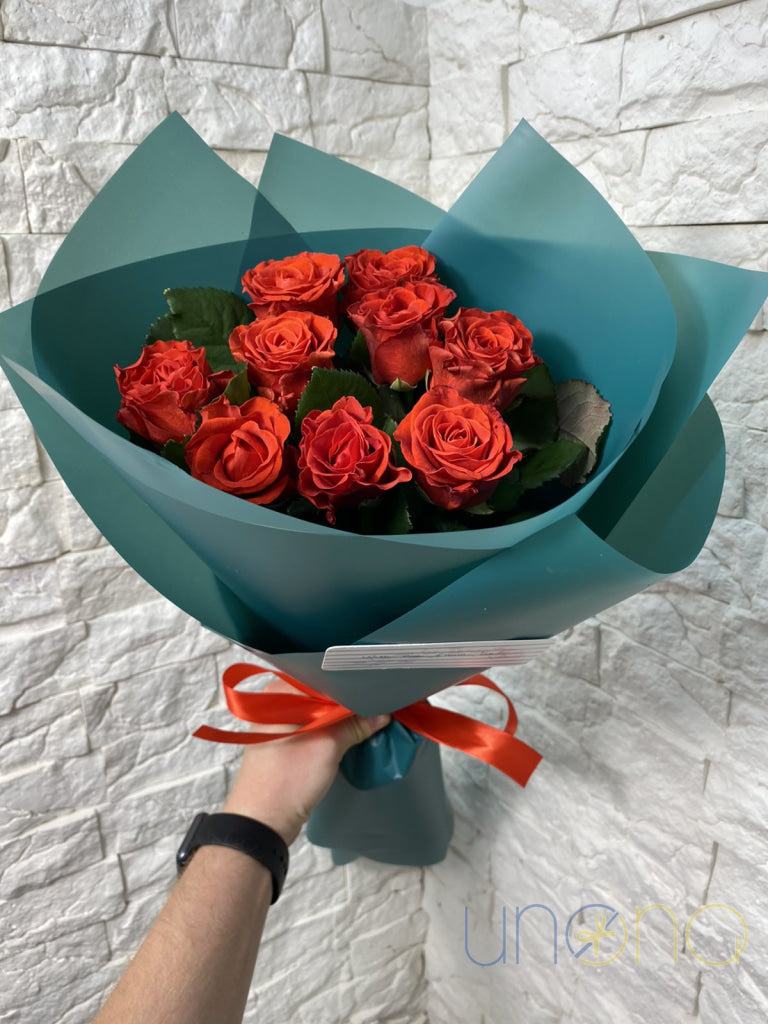 Premium bouquet of 9 red roses for romantic occasions in Ukraine