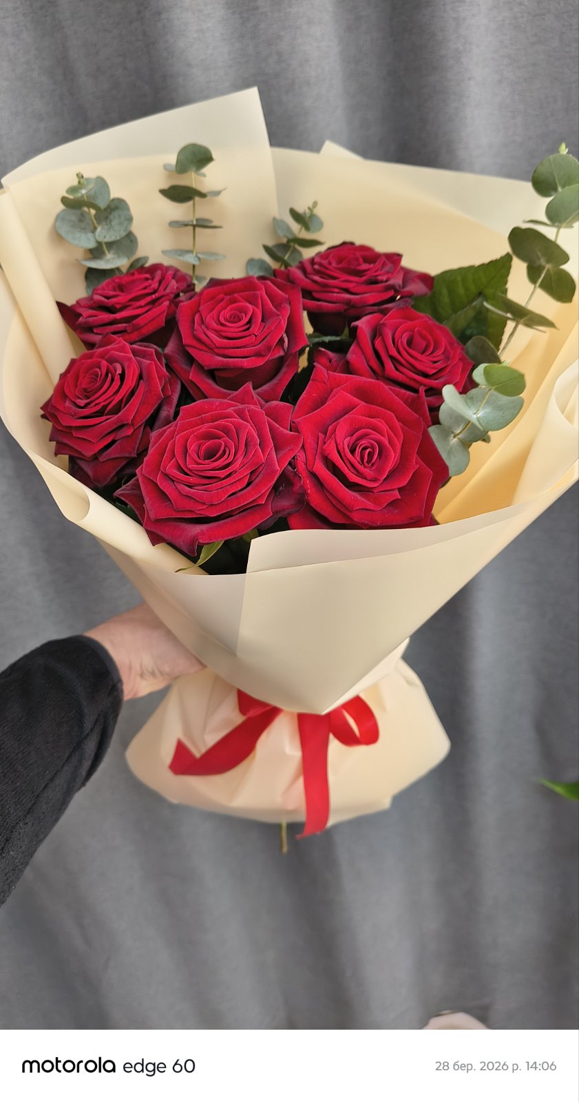 Elegant red rose bouquet hand delivered in Ukraine