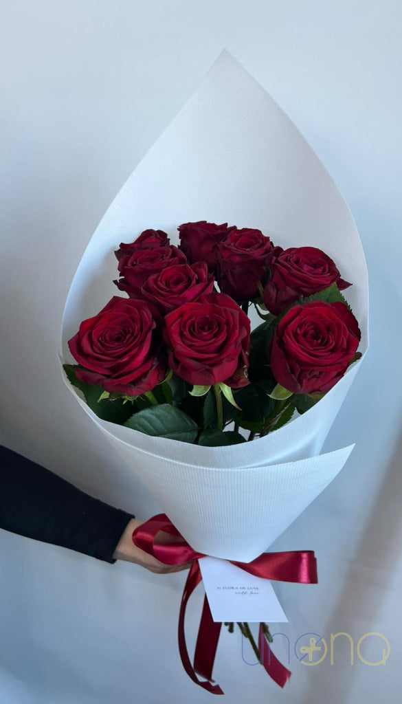 Romantic bouquet of 9 red roses for delivery in Lviv Ukraine
