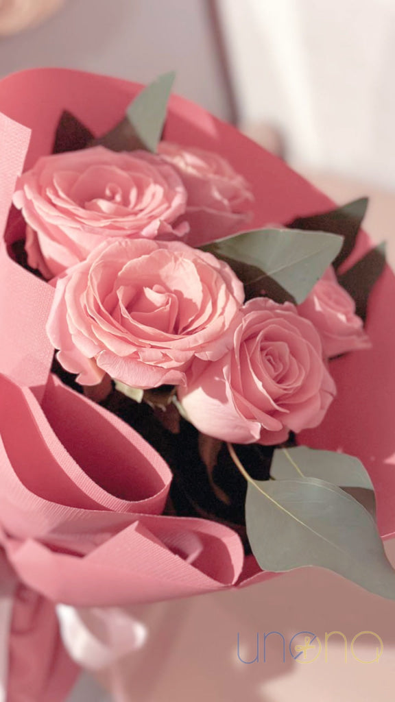Romantic rose arrangement hand delivered in Ukraine