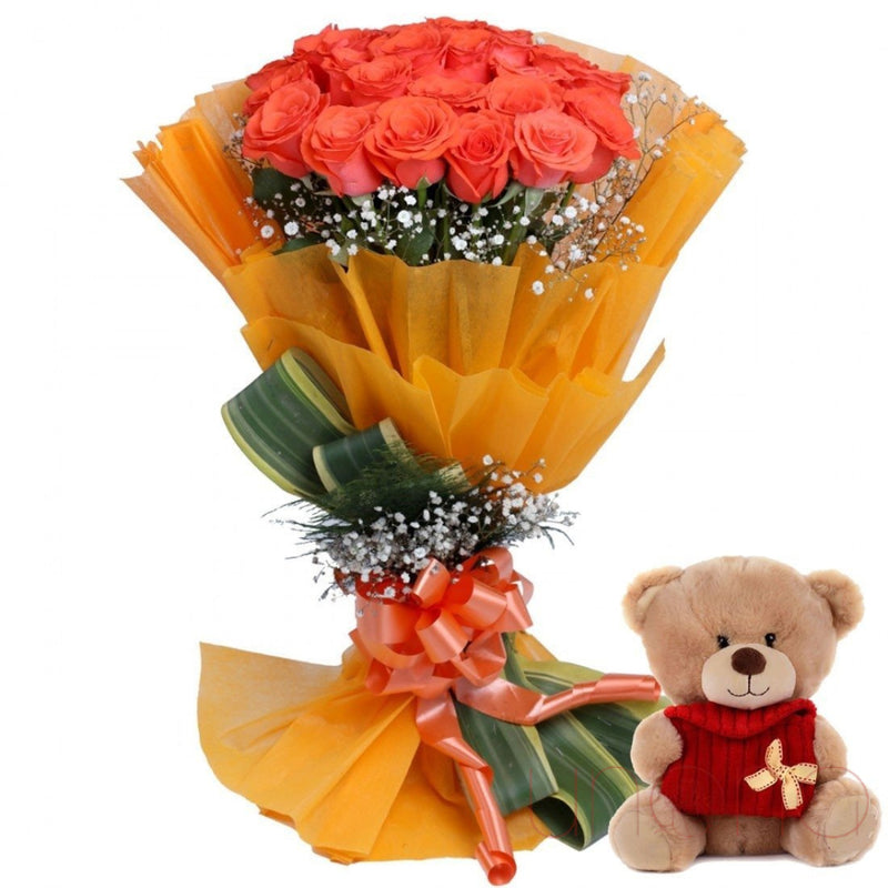 Roses and Bear Ken | Ukraine Gift Delivery.
