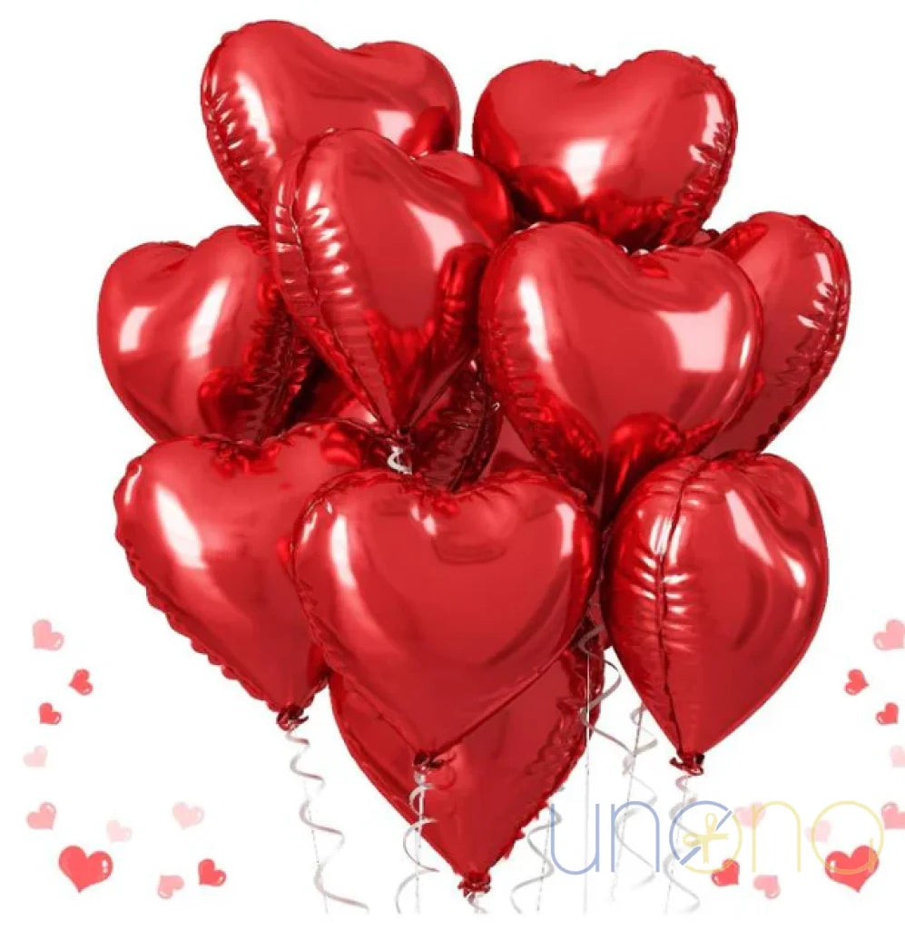 Set of 10 Red Heart-Shaped Foil Balloons (45 cm) – Perfect for Any Celebration Balloons