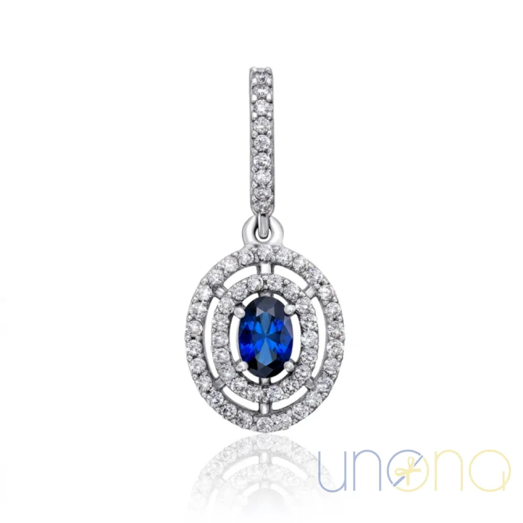 Silver Pendant with Sapphire and Cubic Zirconia Jewelry
