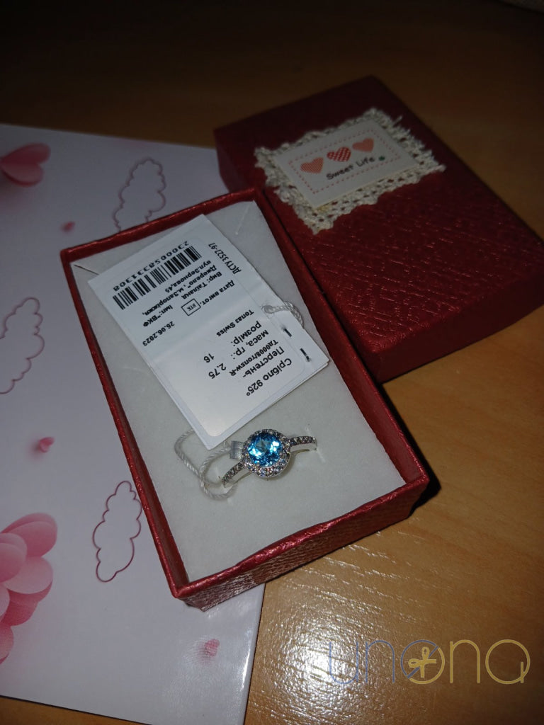Silver Ring with Blue Topaz Stone silver ring