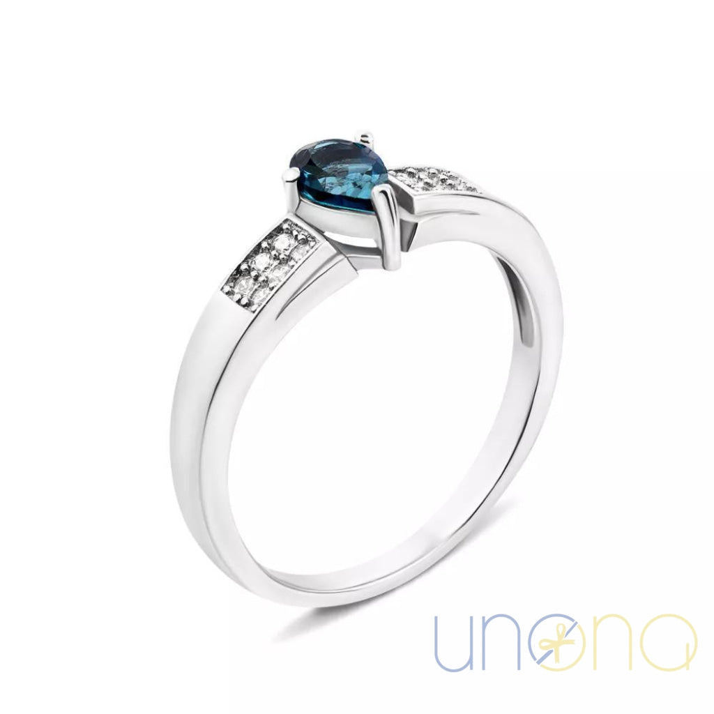 Silver ring with London blue topaz stone elegant jewelry gift
