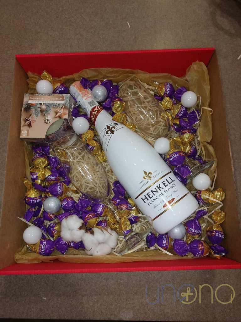 Snow And Gold Gift Box Baskets