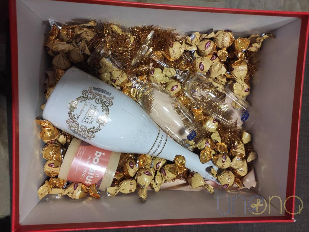 Snow And Gold Gift Box Baskets