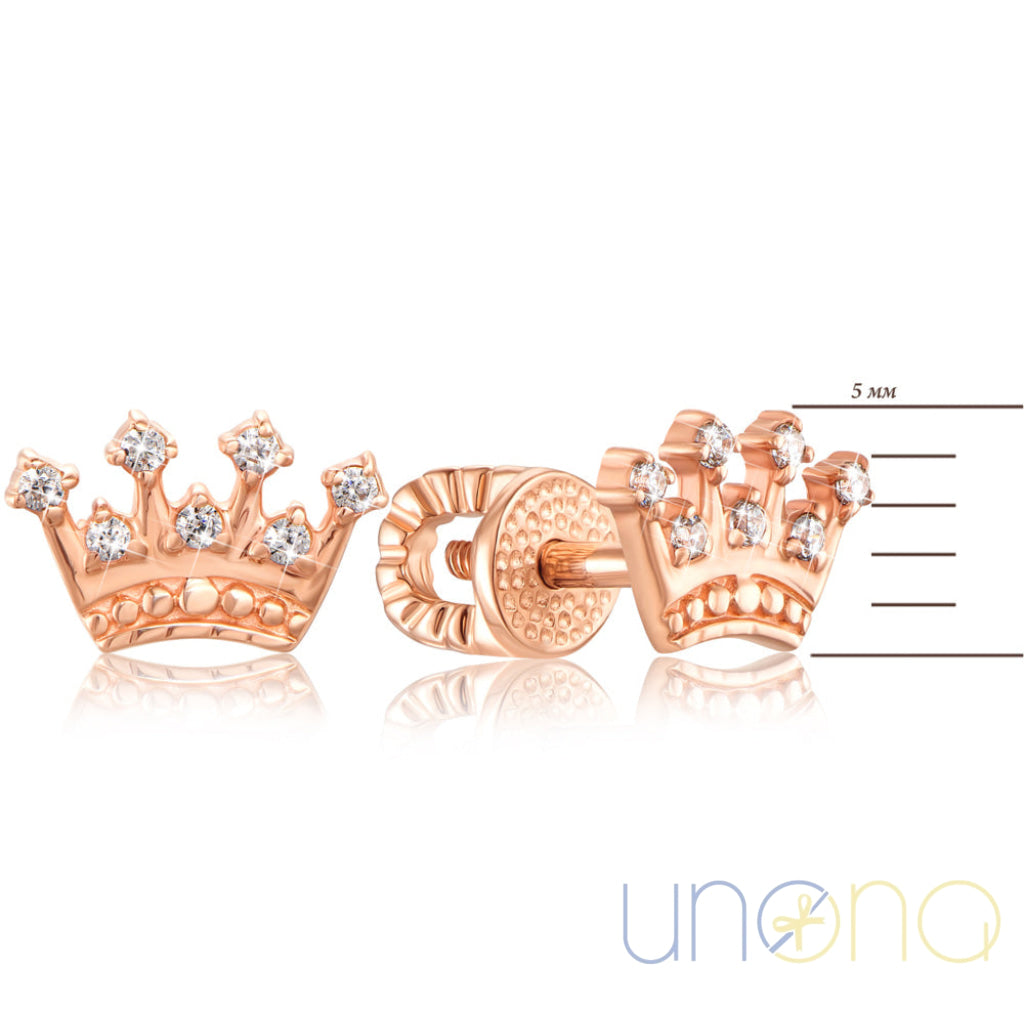 Splendid Crown Golden Stud Earrings