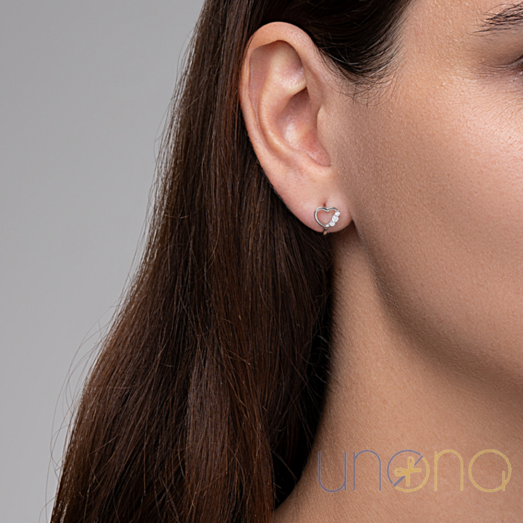 Romantic sterling silver heart earrings for women in Ukraine