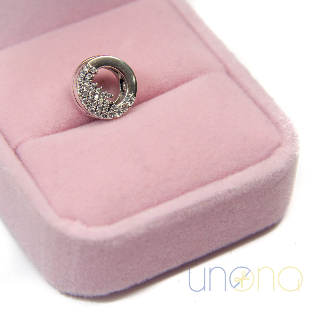 Elegant sterling silver charm with pavé cubic zirconia, Ukraine