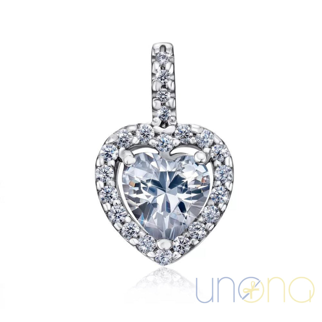 925 sterling silver heart pendant with cubic zirconia stones