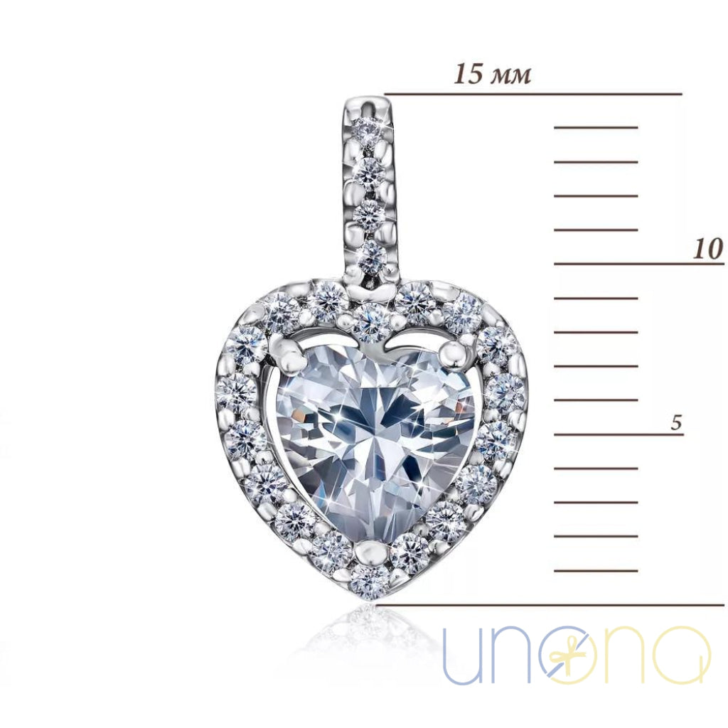 romantic silver heart necklace with CZ stones gift for her