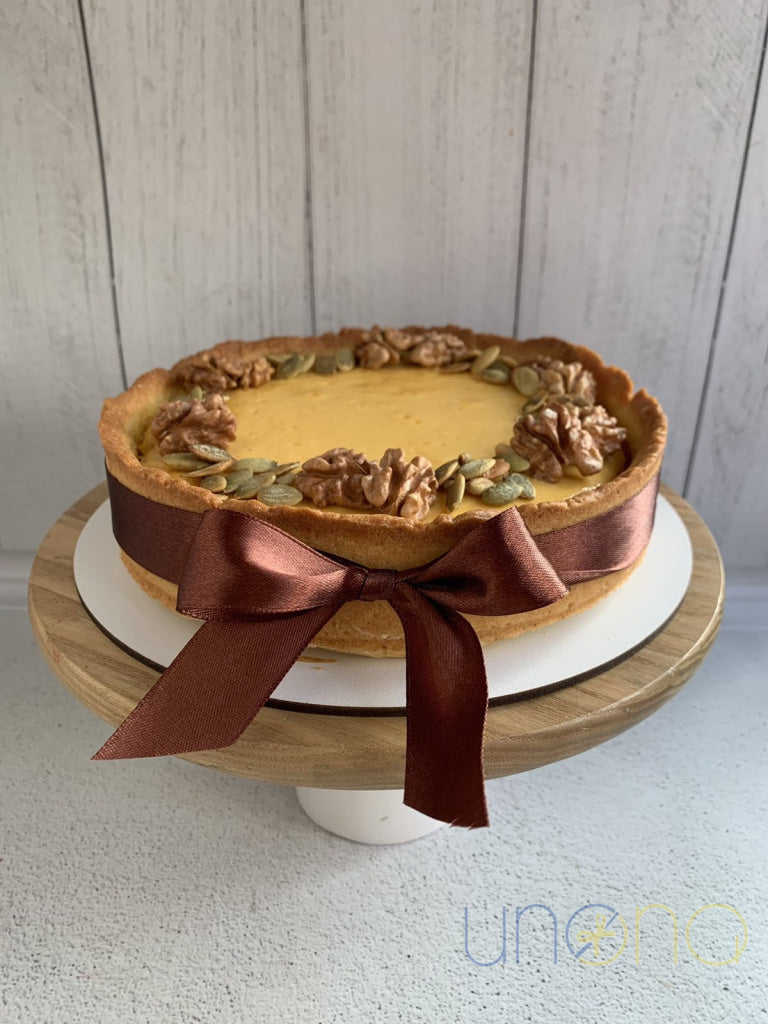 Traditional Thanksgiving pumpkin pie with smooth pumpkin filling
