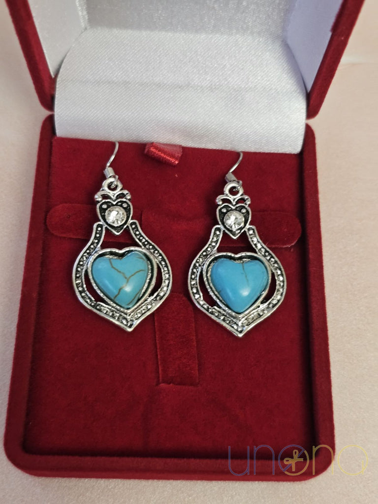 Vintage Silver Blue Stone Drop Earrings By Price