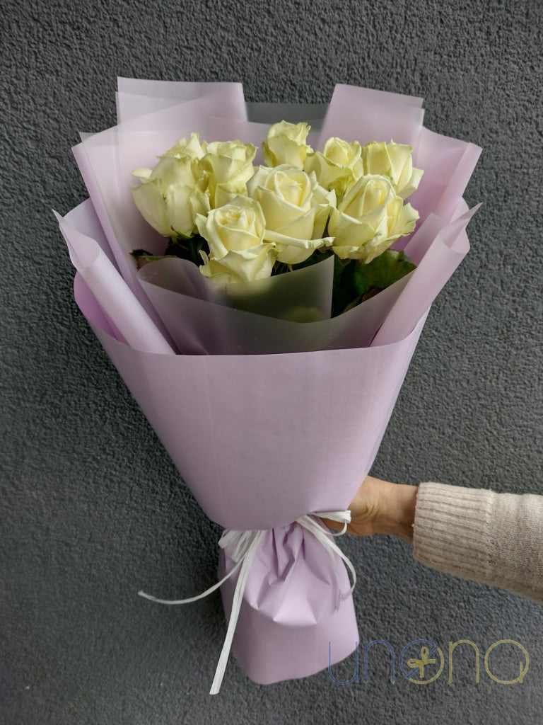 white roses gift for wife or girlfriend delivered in Ukraine