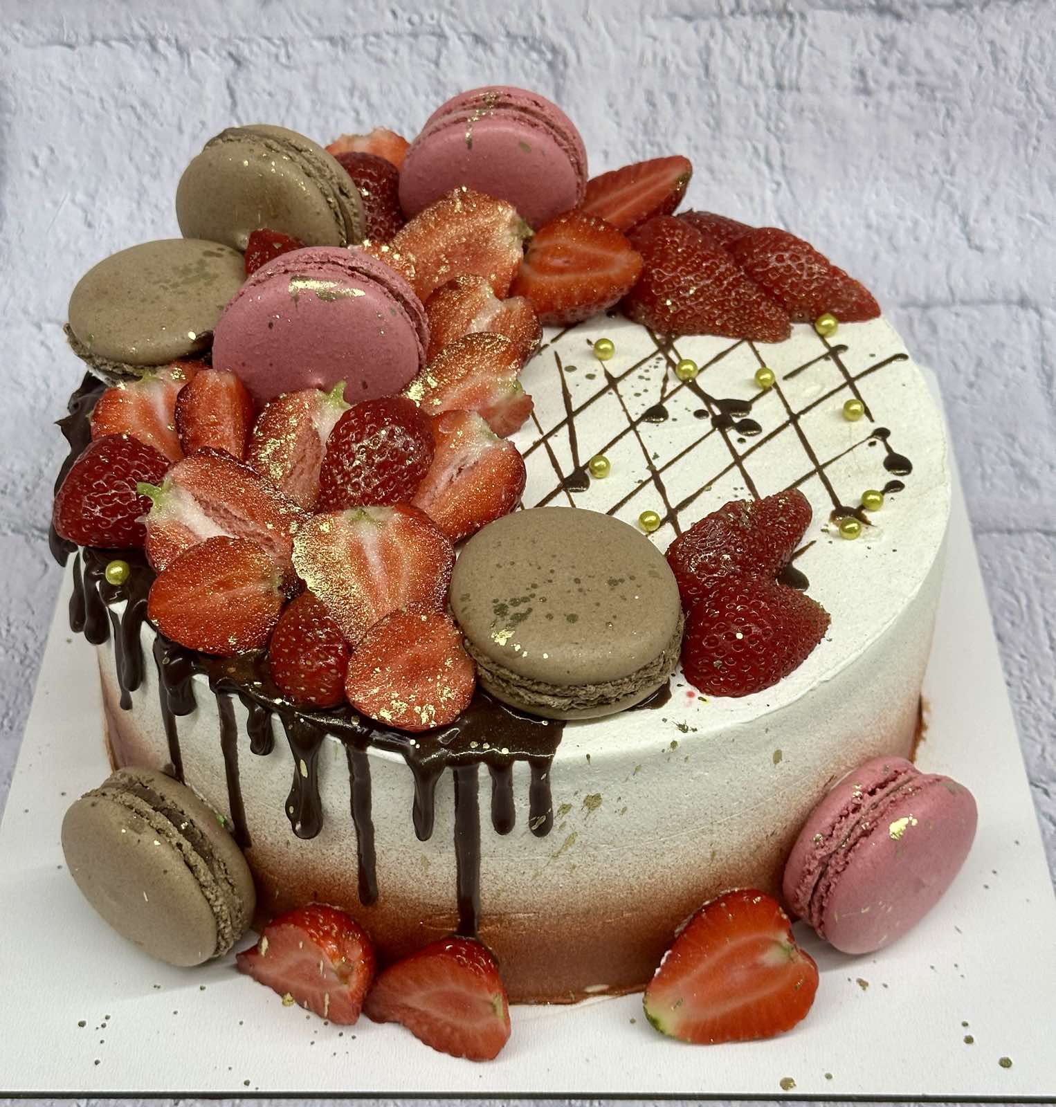 Happy Birthday Cake with Macarons