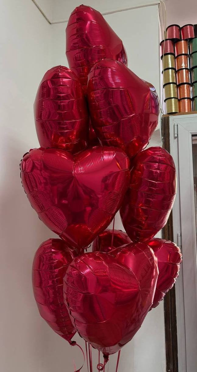 Set of 10 Red Heart-Shaped Foil Balloons (45 cm) – Perfect for Any Celebration