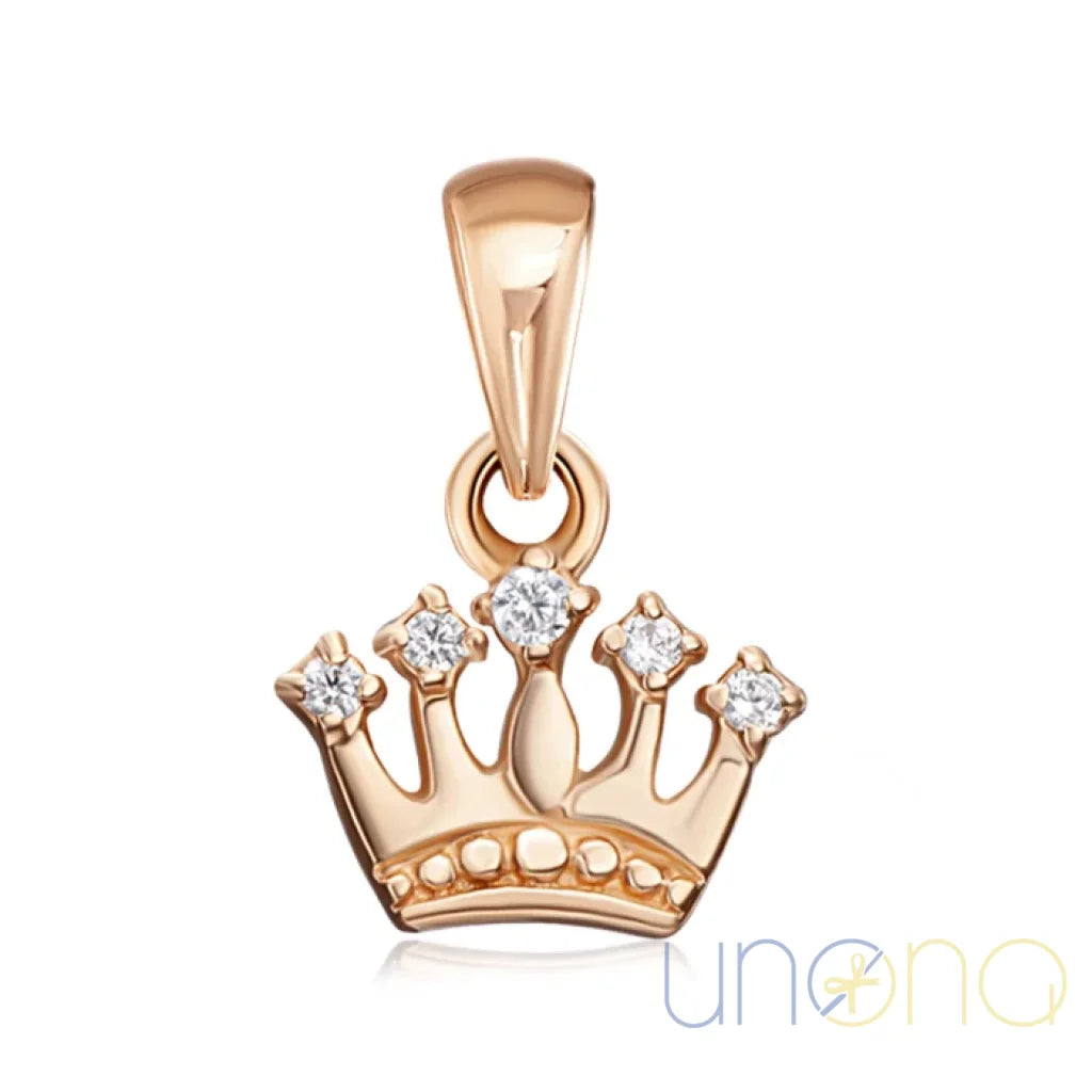 14K Gold Crown Pendant With Cubic Zirconia – A Symbol Of Royalty And Elegance Golden Pendant