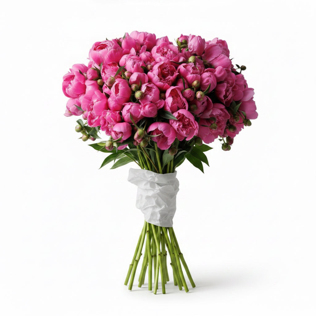 large bouquet of 49 local peonies