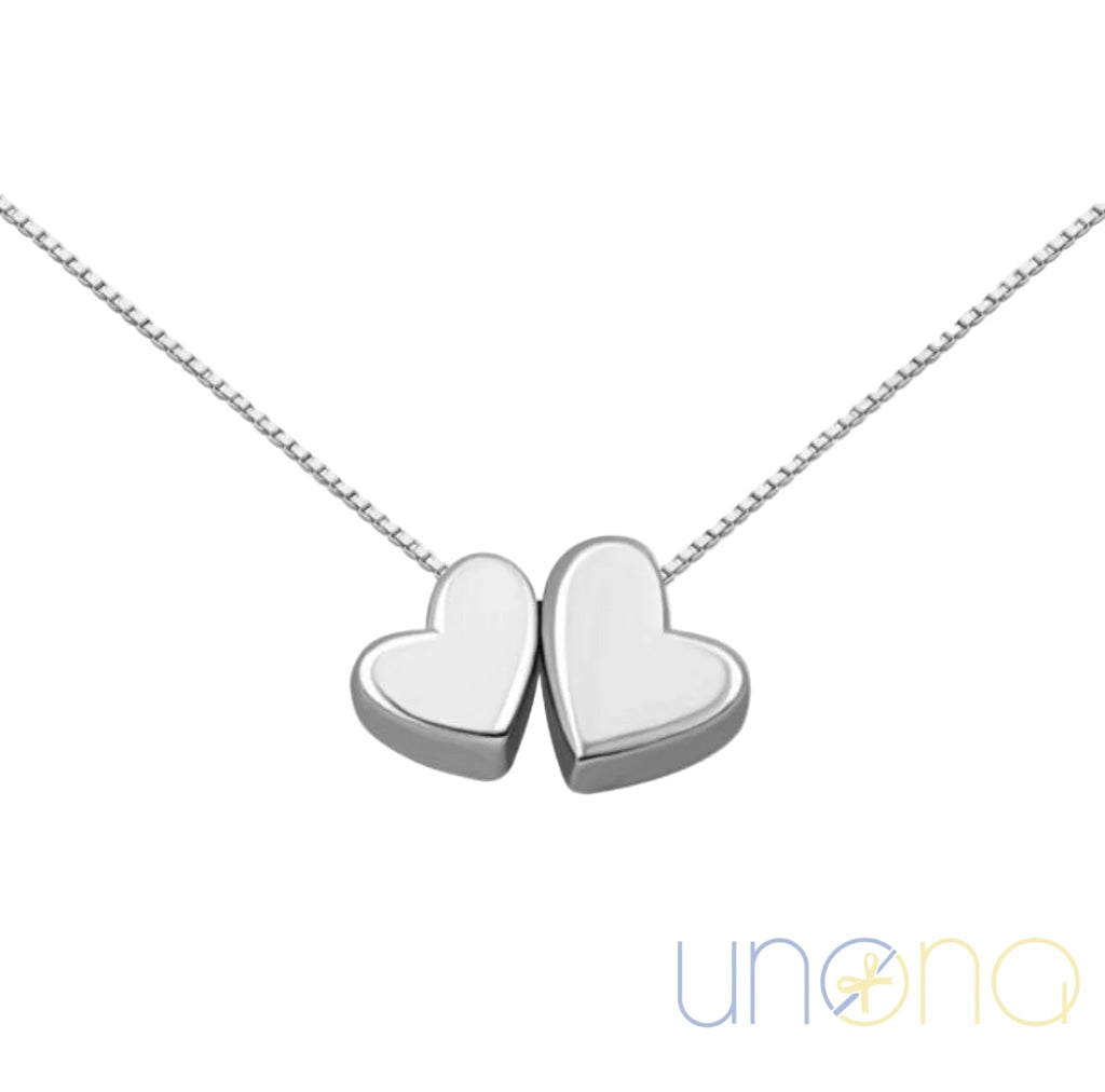 925 Sterling Silver Double Heart Necklace for gift delivery in Ukraine