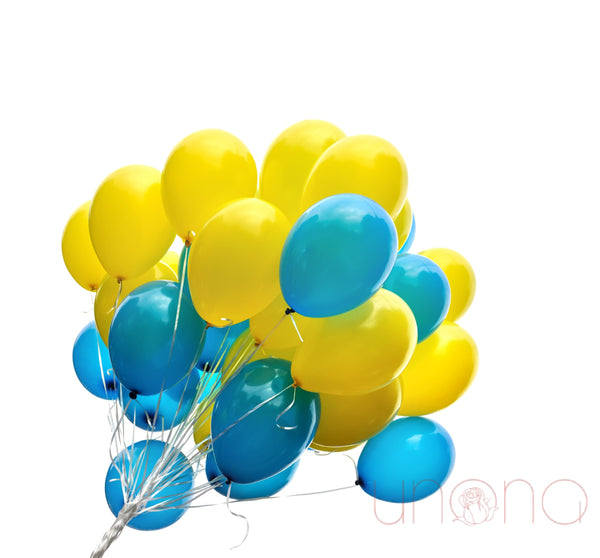 A Bunch of 30 Yellow and Blue Balloons | Ukraine Gift Delivery.