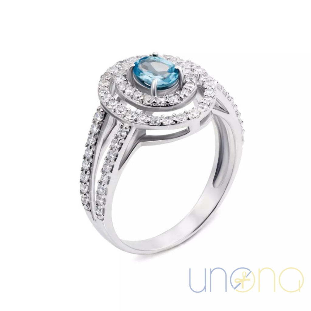 Sterling silver ring with blue topaz gemstone – jewelry gift delivery in Ukraine