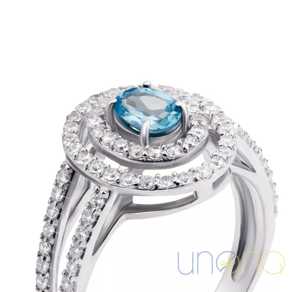 Send silver ring with blue topaz to Ukraine – international jewelry gift