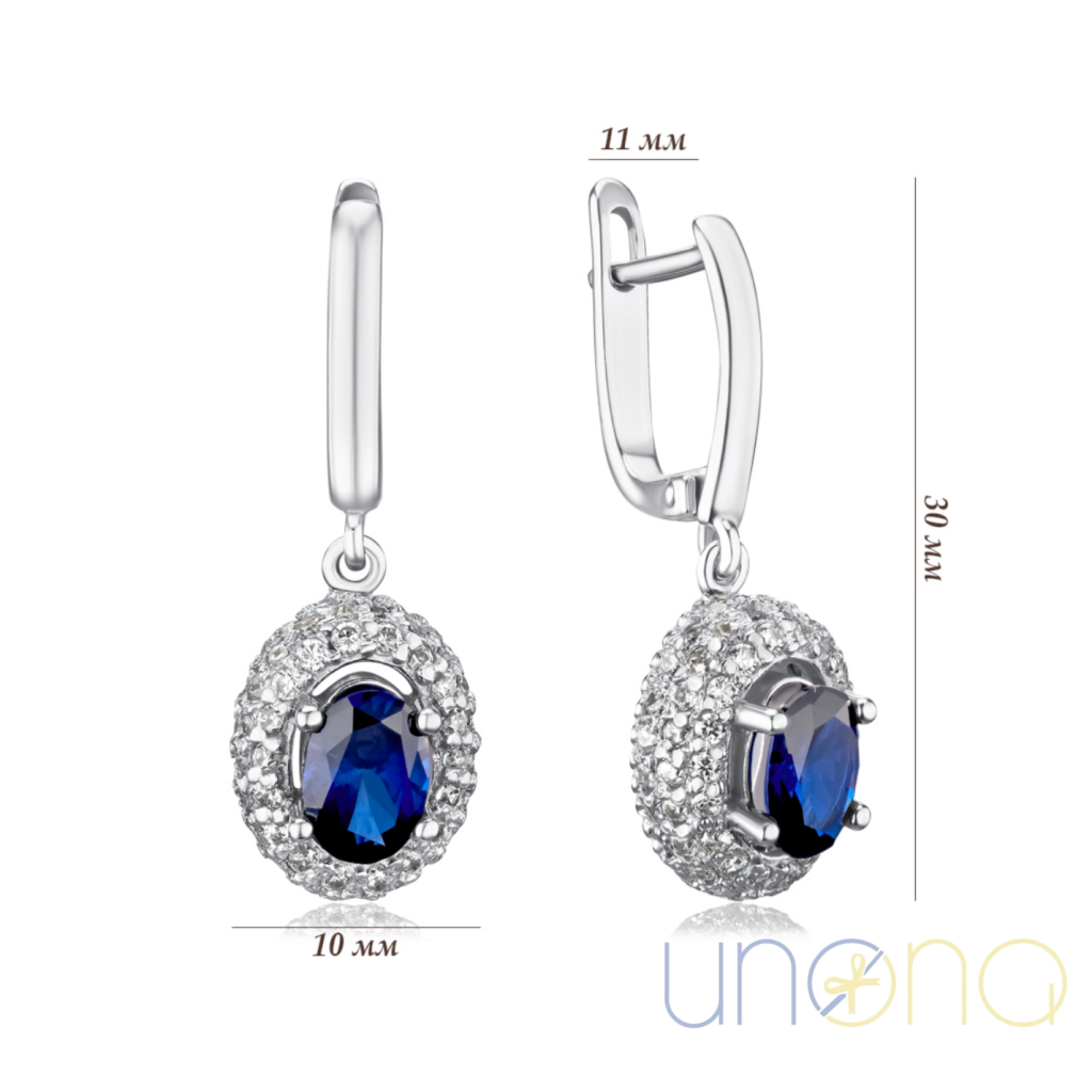 Sterling silver sapphire drop earrings with English clasp
