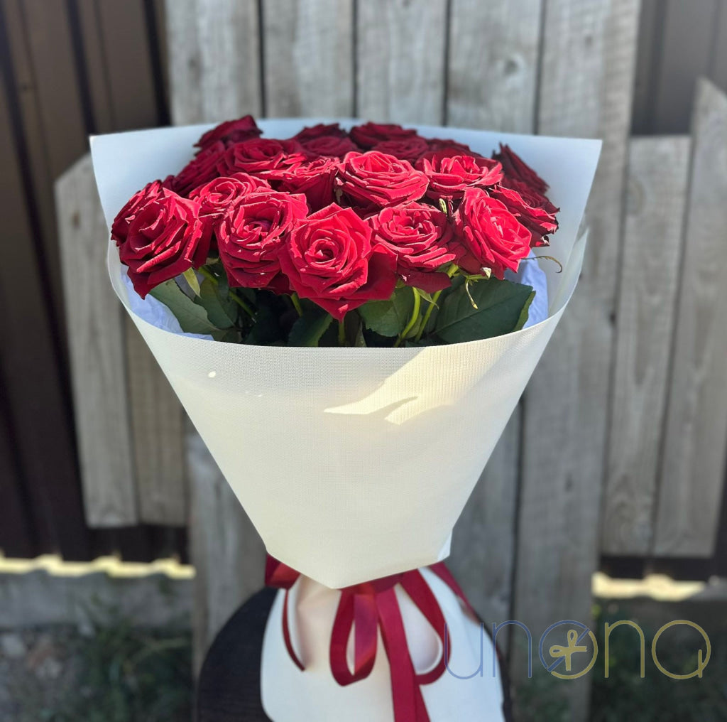 Premium red roses floral arrangement Ukraine