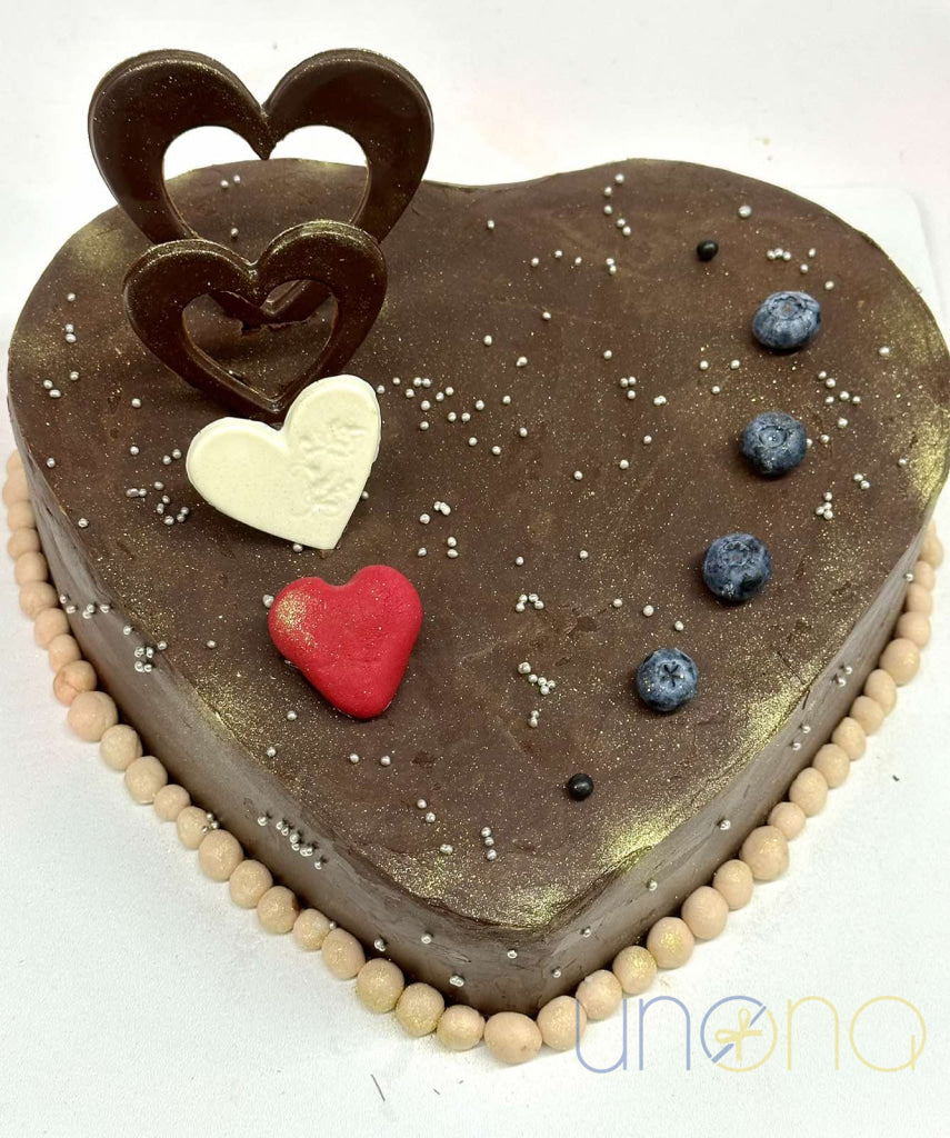 Romantic heart-shaped cake for anniversary celebrations in Ukraine