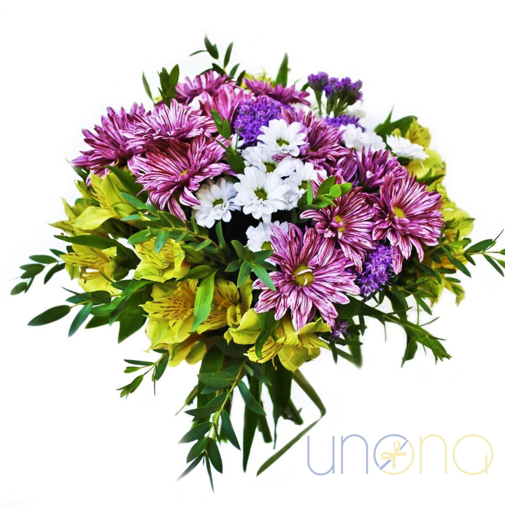 Autumn Surprise Bouquet – budget-friendly flower delivery in Ukraine with asters & alstroemerias