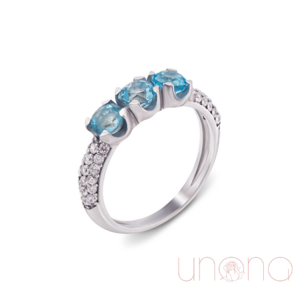 Blue Topaz And Cz Ring In Sterling Silver By Price