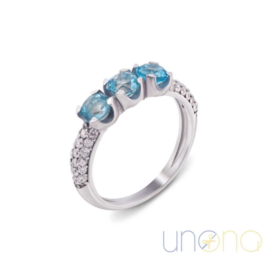 Blue Topaz And Cz Ring In Sterling Silver By Price