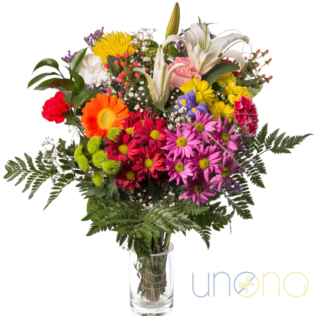 Bright and Sunny Bouquet with colorful mixed flowers Ukraine flowers