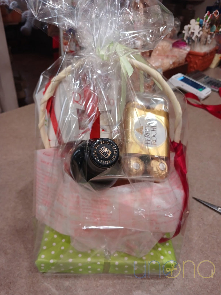 Corporate wine and chocolate gift basket for business partners