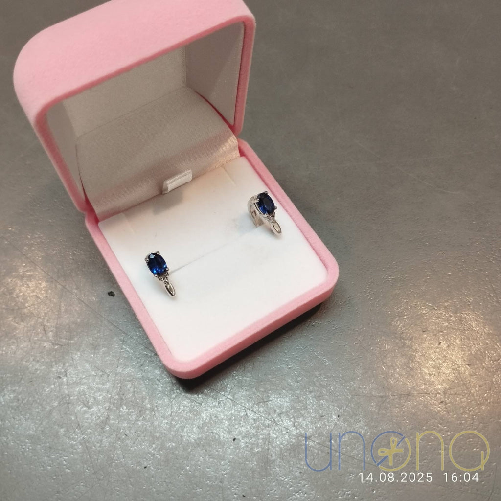 Charming Silver Earrings with Sapphire and Cubic Zirconia Jewelry