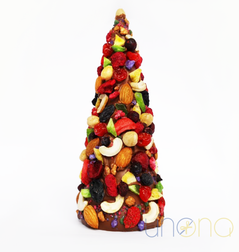 Christmas Chocolate Tree with Nuts and Berries – Send Christmas Gifts to Ukraine Milk chocolate Gift Box