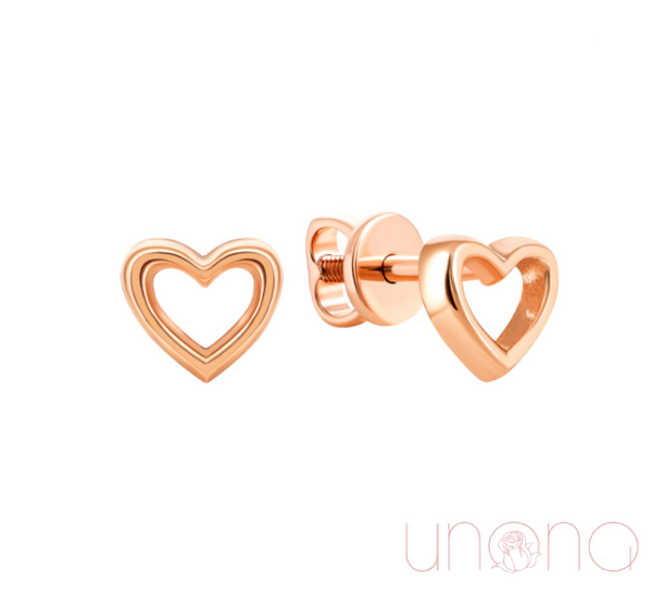 Classic Heart Gold Stud Earrings By Price