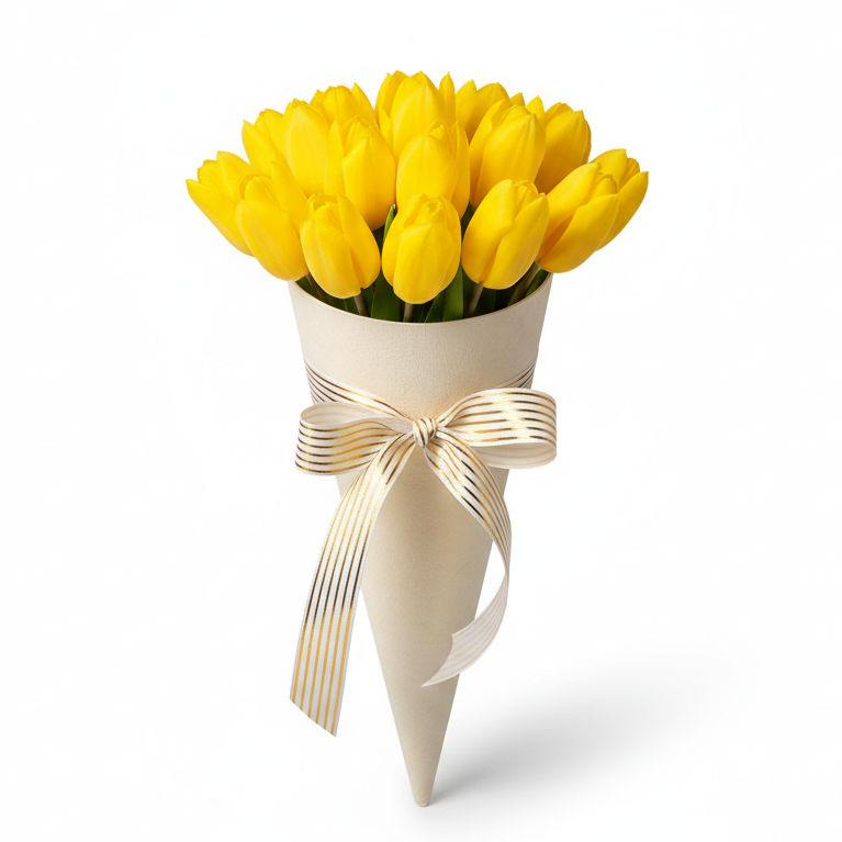 Yellow tulips Women’s Day flower box Ukraine