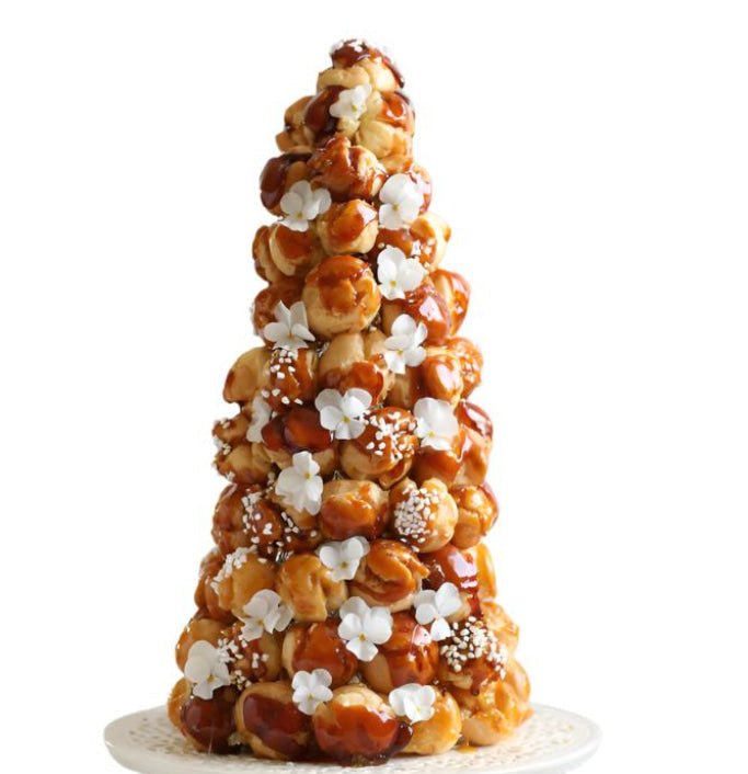 French Croquembouche Cake with cream-filled profiteroles for delivery in Ukraine