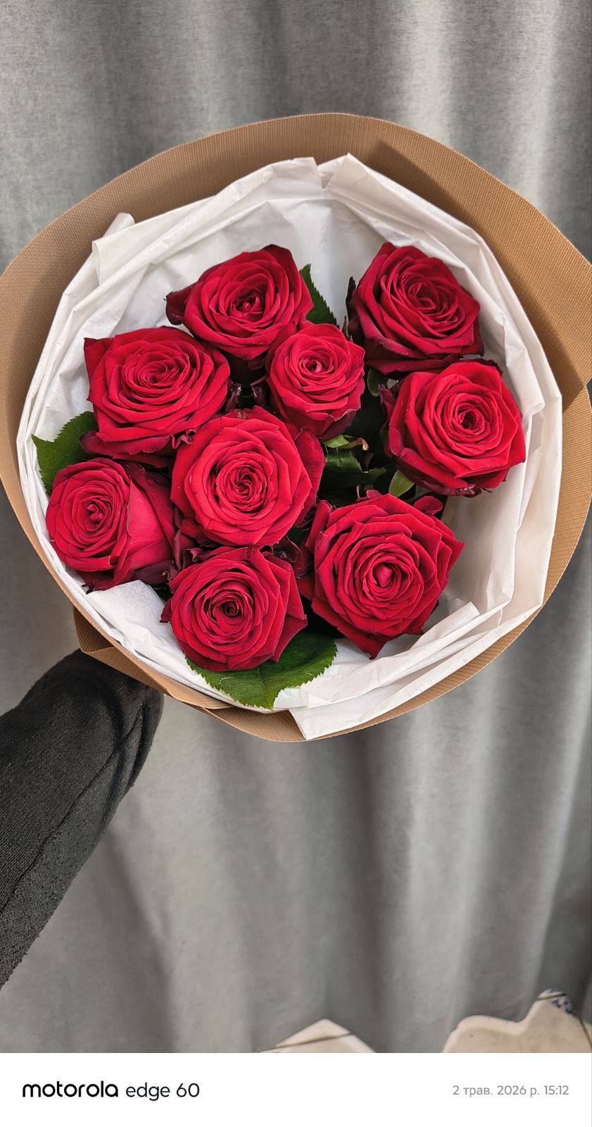 Elegant arrangement of 9 fabulous red roses delivered in Lviv