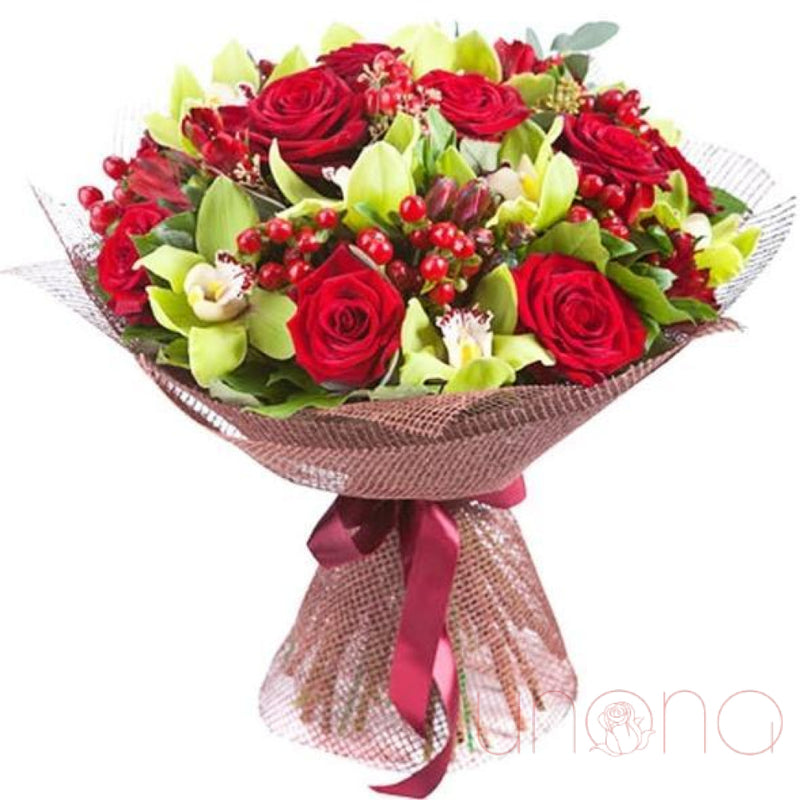 Exotic Orchids and Roses Bouquet | Ukraine Gift Delivery.