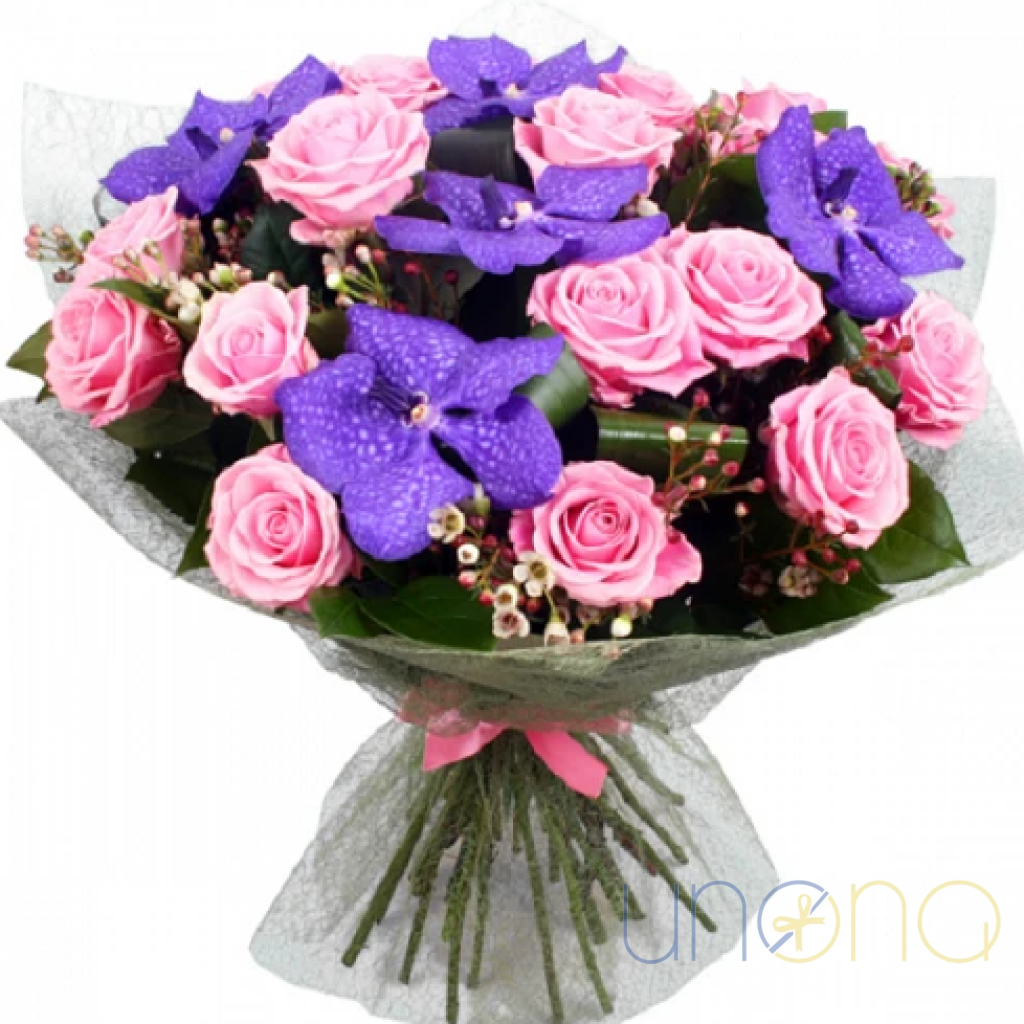 Fab Roses and Vanda Orchids Bouquet | Ukraine Gift Delivery.