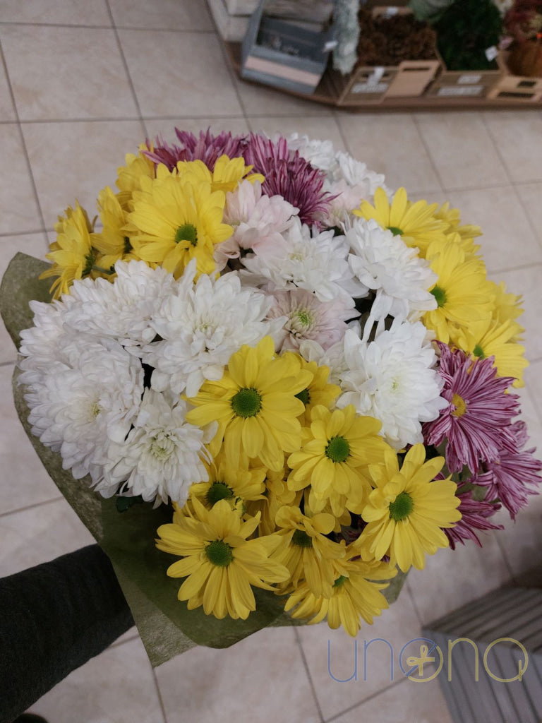 Fall chrysanthemum flowers hand-arranged by a florist in Ukraine