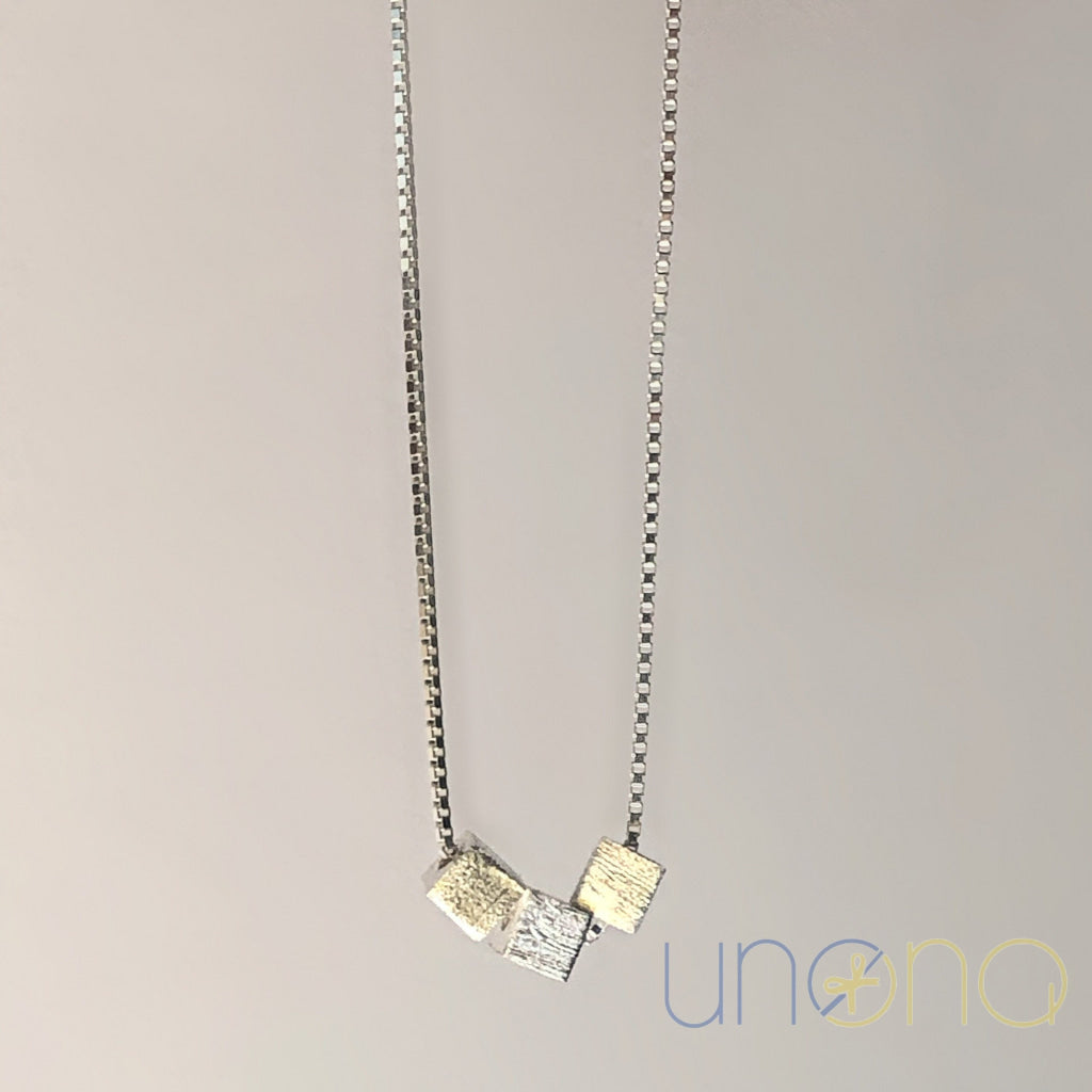 Fashion Silver Necklace with Cube Charms | Ukraine Gift Delivery.