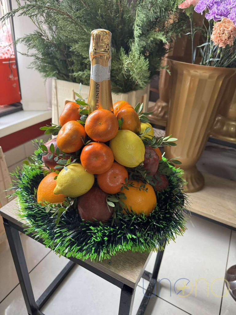 Festive Fruit and Champagne Holiday Set Christmas gift set