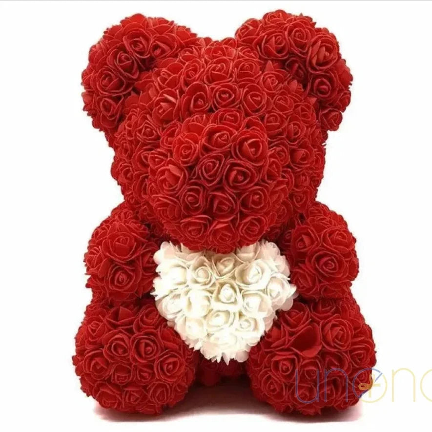 Flower 3D Teddy Bear Larger (40 Cm) / Red With White Heart By Occasion